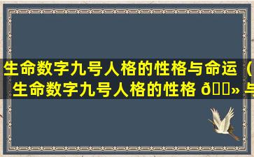 生命数字九号人格的性格与命运（生命数字九号人格的性格 🌻 与命运有 🐋 关吗）